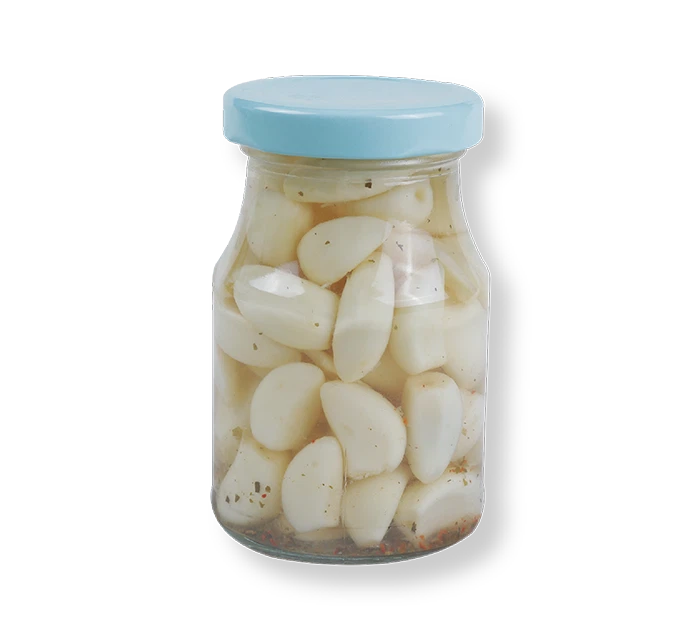 Ingeblikt Ingelegd Knoflook Met Kruiden